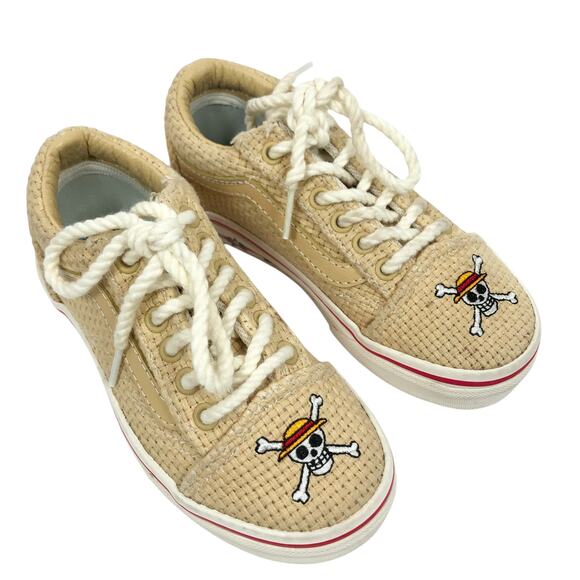 Vans One Piece Straw Hat Shoes Kids Size 11 Old Skool Anime Lace Up Sneakers EUC - Picture 1 of 11